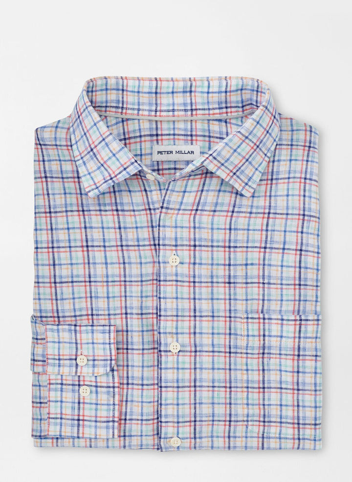 Peter Millar Mens Classic Clambake Linen Sport Shirt - Multi