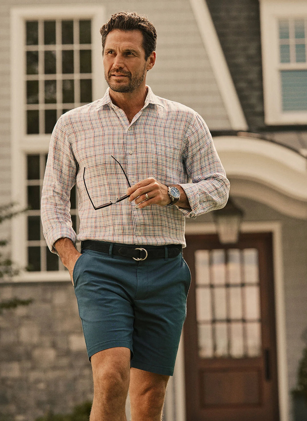 Peter Millar Mens Classic Clambake Linen Sport Shirt - Multi