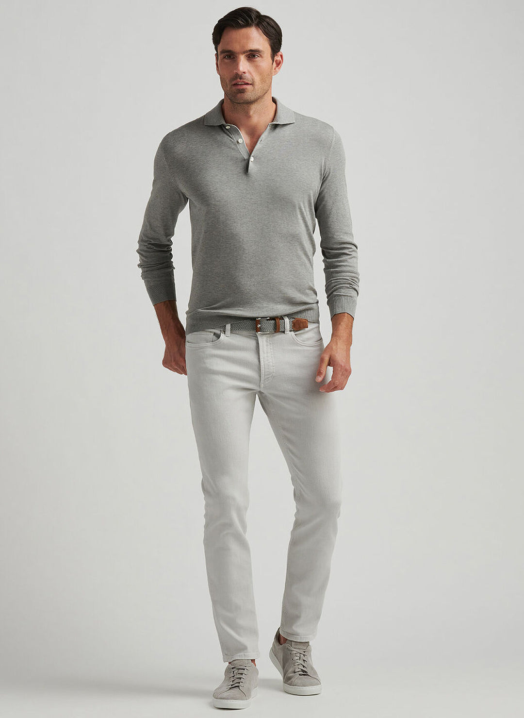 Peter Millar Mens Tailored Fit Fairfield Garment Dyed Denim - Light Grey