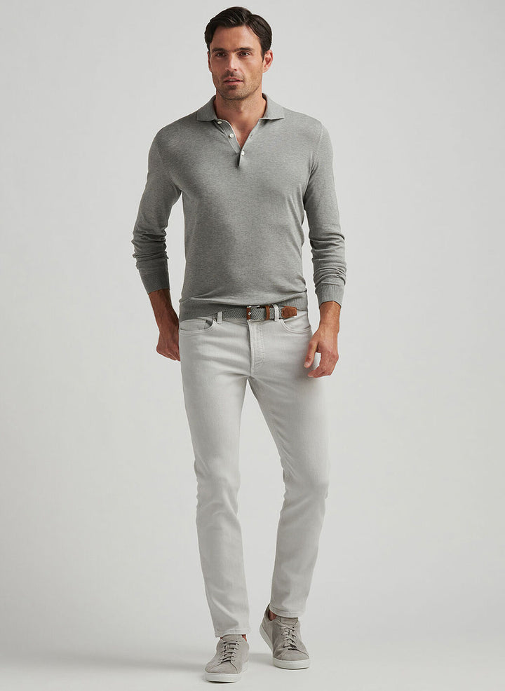 Peter Millar Mens Tailored Fit Fairfield Garment Dyed Denim - Light Grey