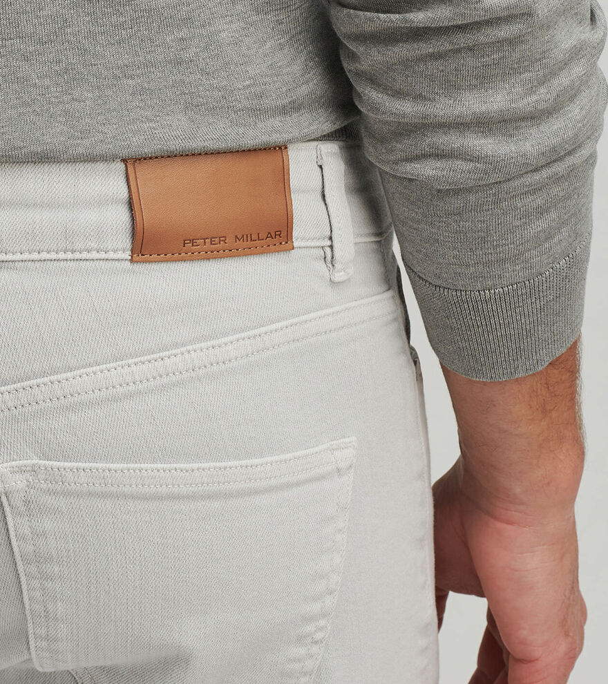 Peter Millar Mens Tailored Fit Fairfield Garment Dyed Denim - Light Grey