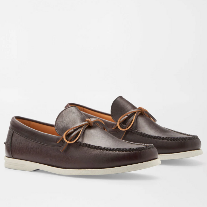 PETER MILLAR Men's Excursionist Leather Boat Shoe - CHOCOLATE