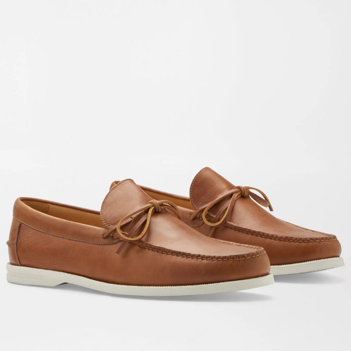 PETER MILLAR Men's Excursionist Leather Boat Shoe - COGNAC