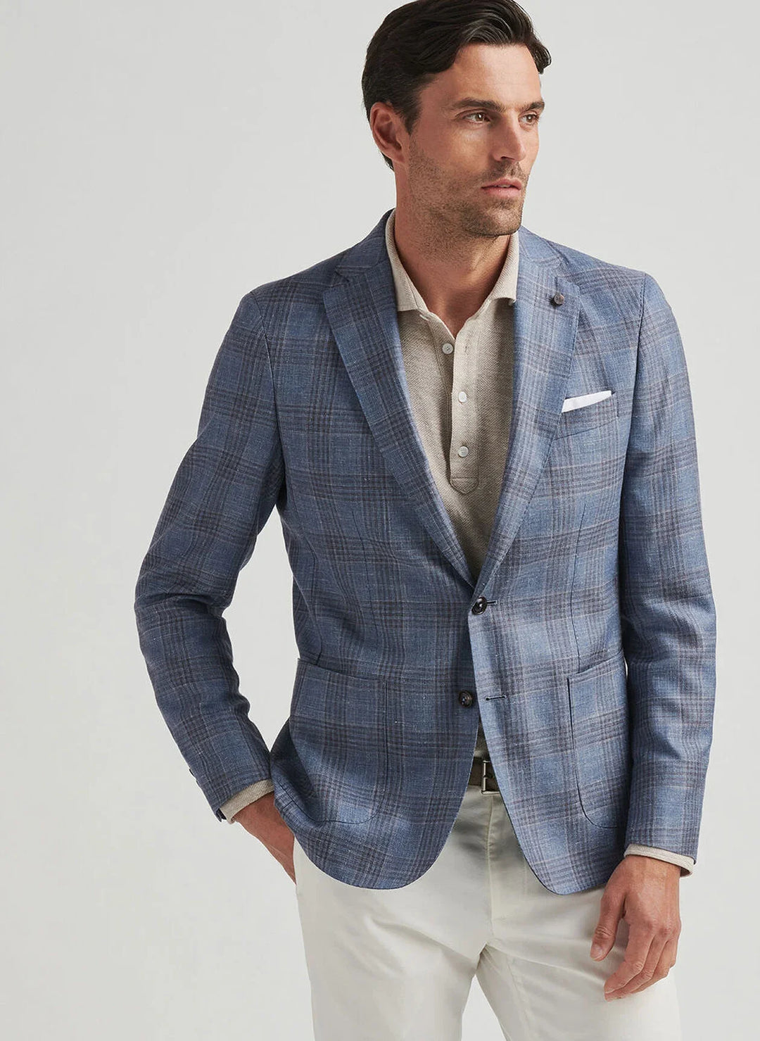 Peter Millar Mens Tailored Fit Ames Plaid Soft Coat - BLACK PEARL