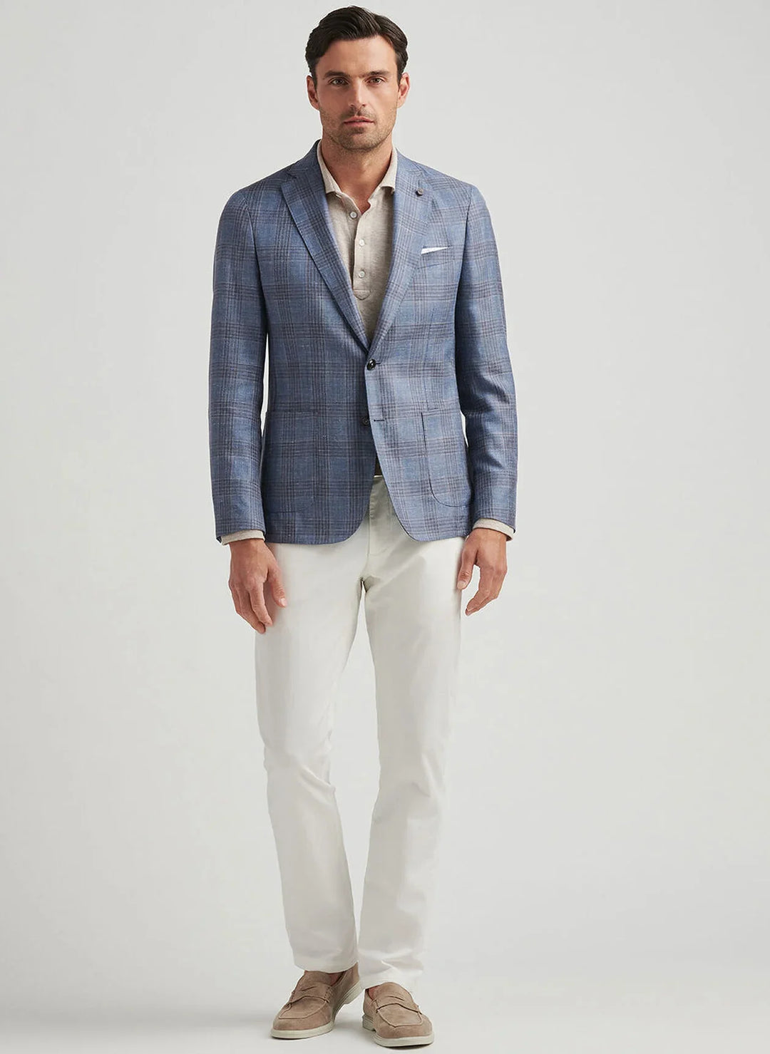 Peter Millar Mens Tailored Fit Ames Plaid Soft Coat - BLACK PEARL