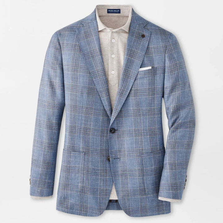 Peter Millar Mens Tailored Fit Ames Plaid Soft Coat - BLACK PEARL