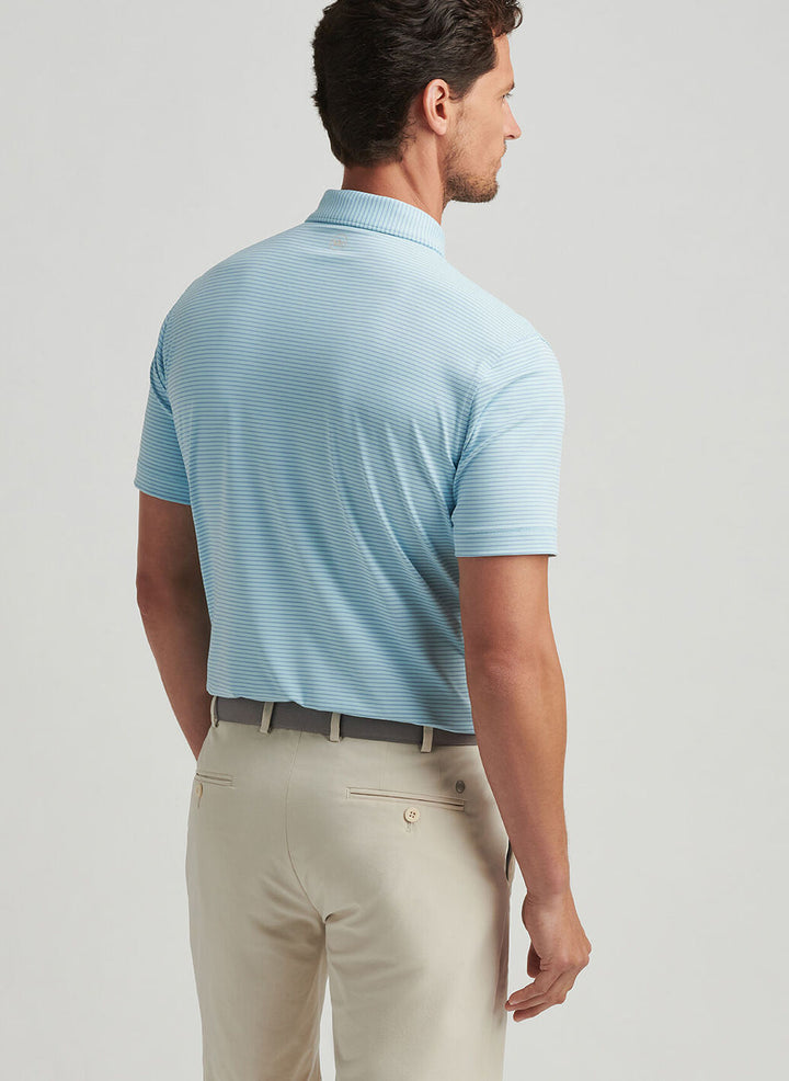 Peter Millar Mens Tailored Fit Ballad Performance Jersey Polo - Blue Spruce