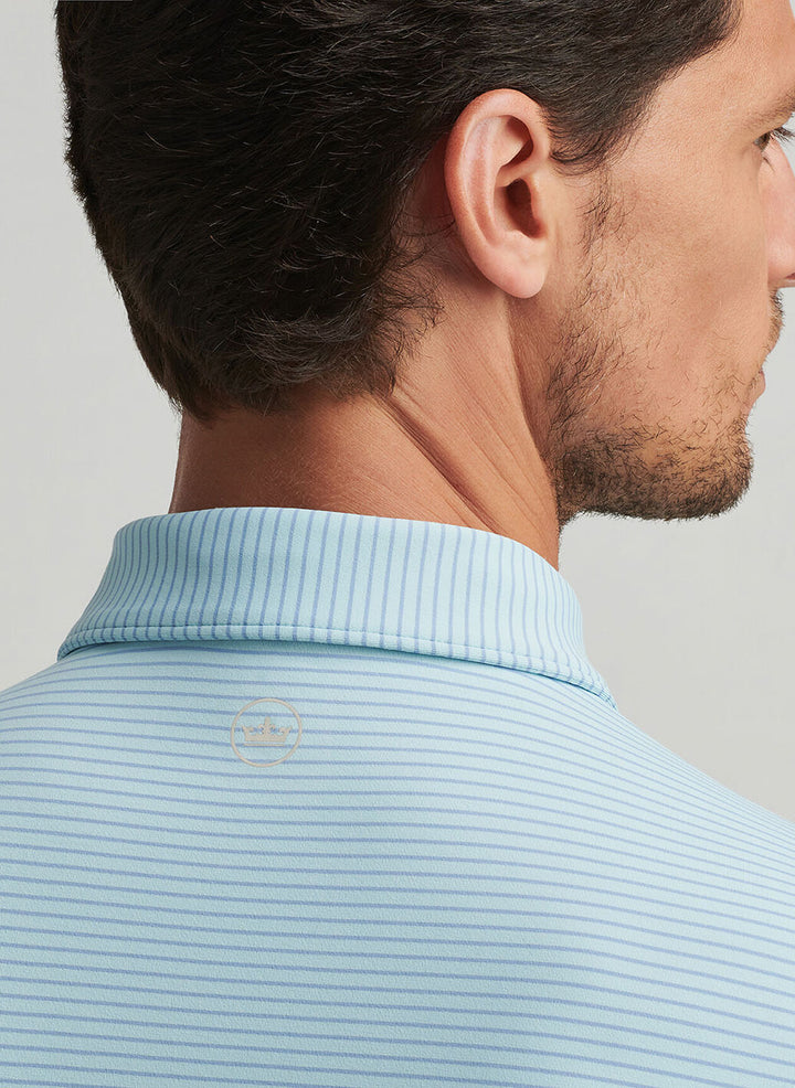 Peter Millar Mens Tailored Fit Ballad Performance Jersey Polo - Blue Spruce
