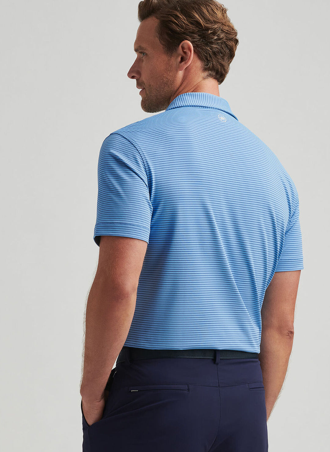 Peter Millar Mens Tailored Fit Ballad Performance Jersey Polo - Fountain Blue
