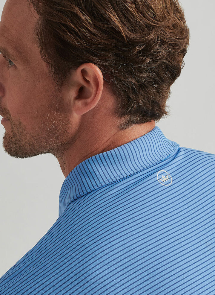Peter Millar Mens Tailored Fit Ballad Performance Jersey Polo - Fountain Blue