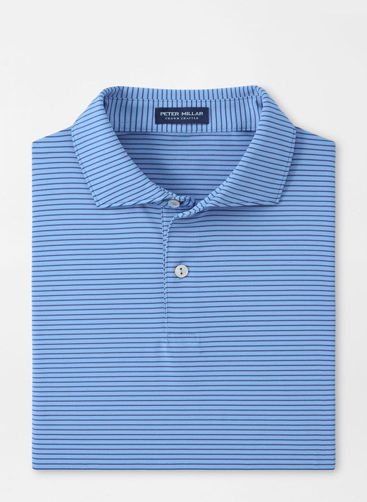 Peter Millar Mens Tailored Fit Ballad Performance Jersey Polo - Fountain Blue