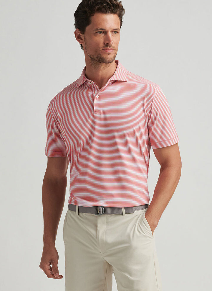 Peter Millar Mens Tailored Fit Ballad Performance Jersey Polo - Pink Crepe