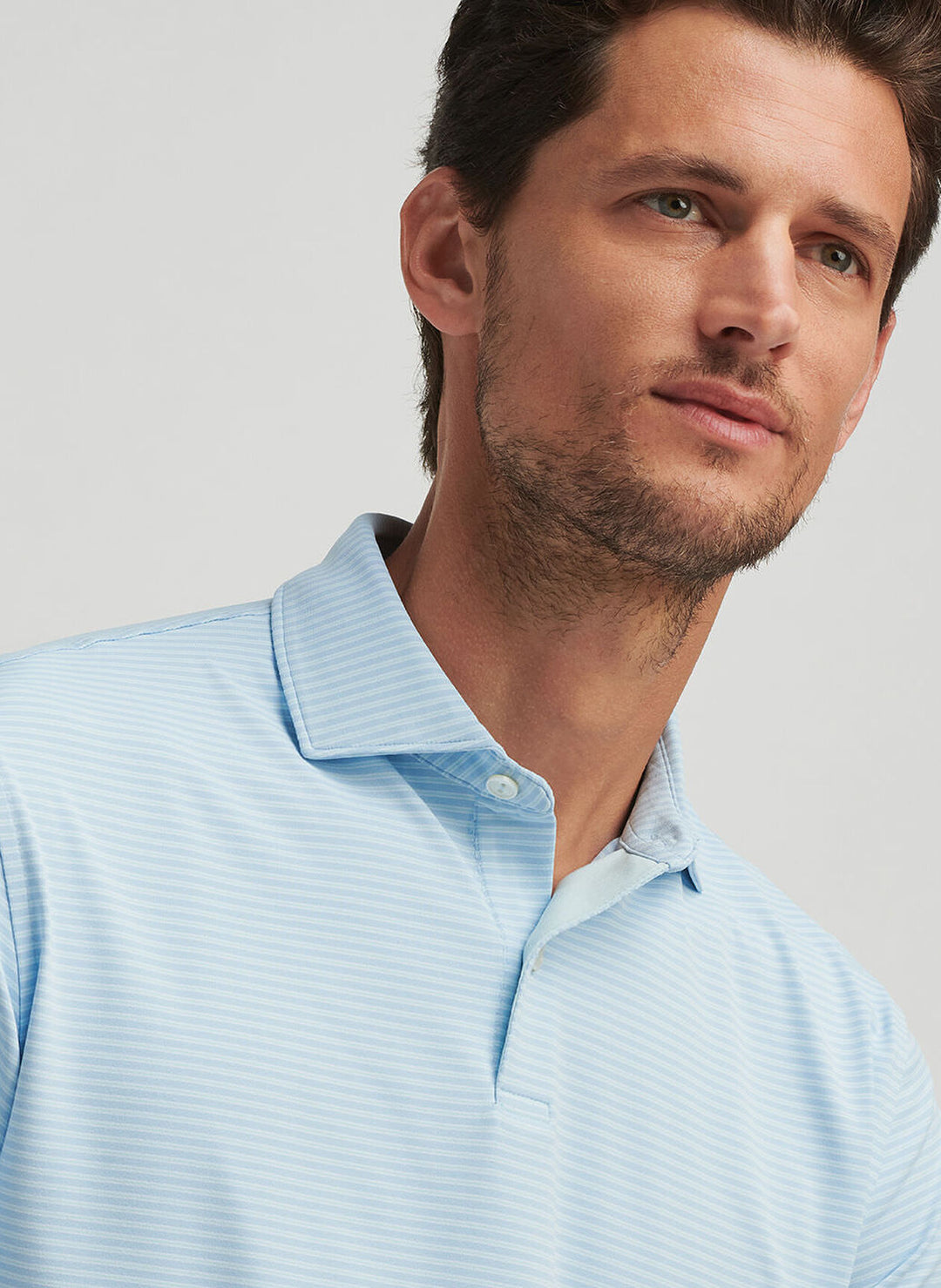 Peter Millar Mens Tailored Fit Ambrose Performance Jersey Polo - Blue Frost