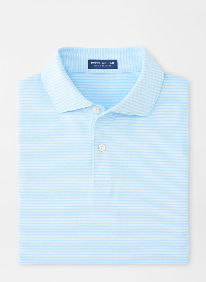 Peter Millar Mens Tailored Fit Ambrose Performance Jersey Polo - Blue Frost