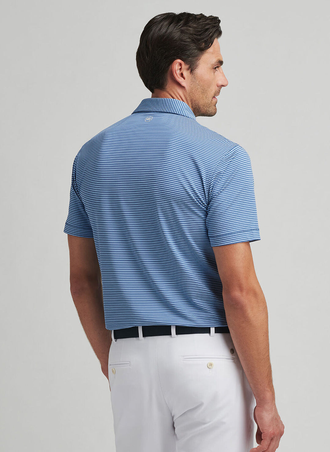 Peter Millar Mens Tailored Fit Ambrose Performance Jersey Polo - Ocean Blue