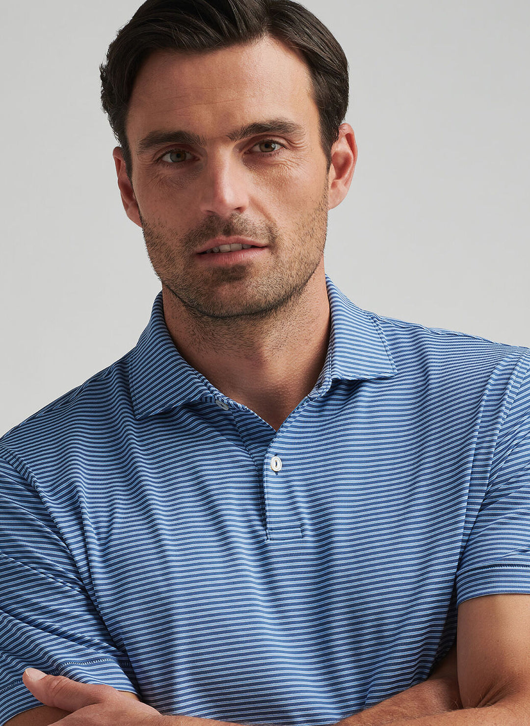 Peter Millar Mens Tailored Fit Ambrose Performance Jersey Polo - Ocean Blue