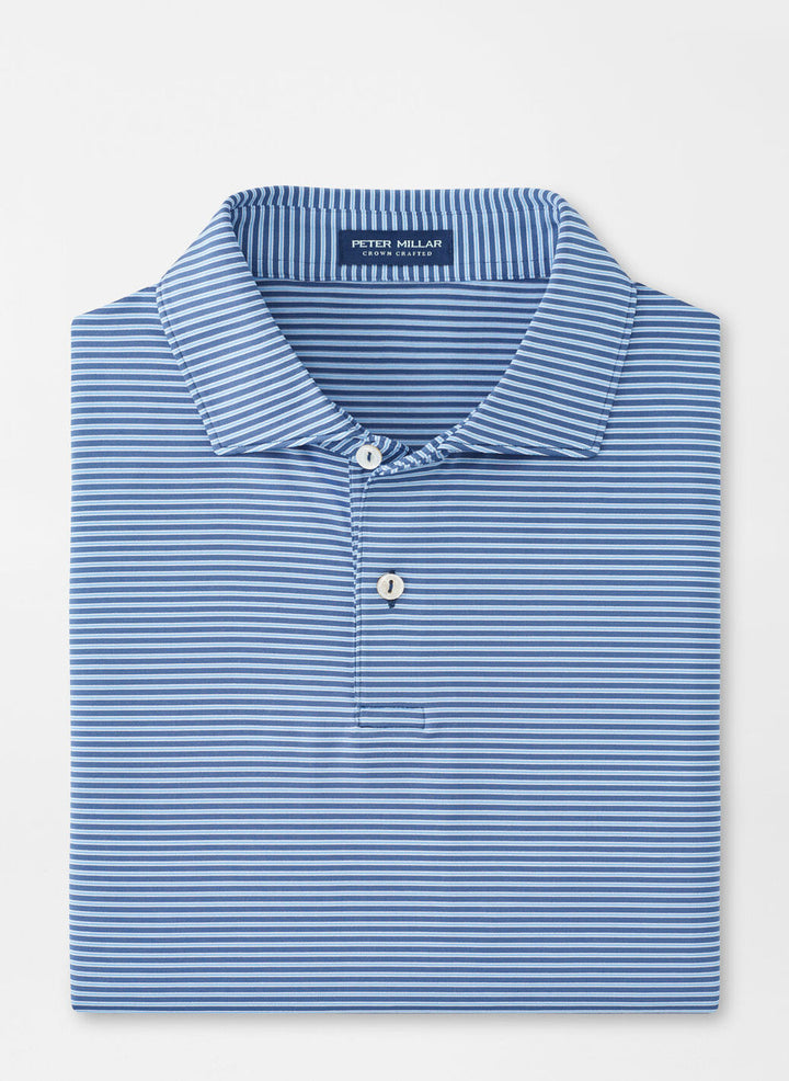 Peter Millar Mens Tailored Fit Ambrose Performance Jersey Polo - Ocean Blue
