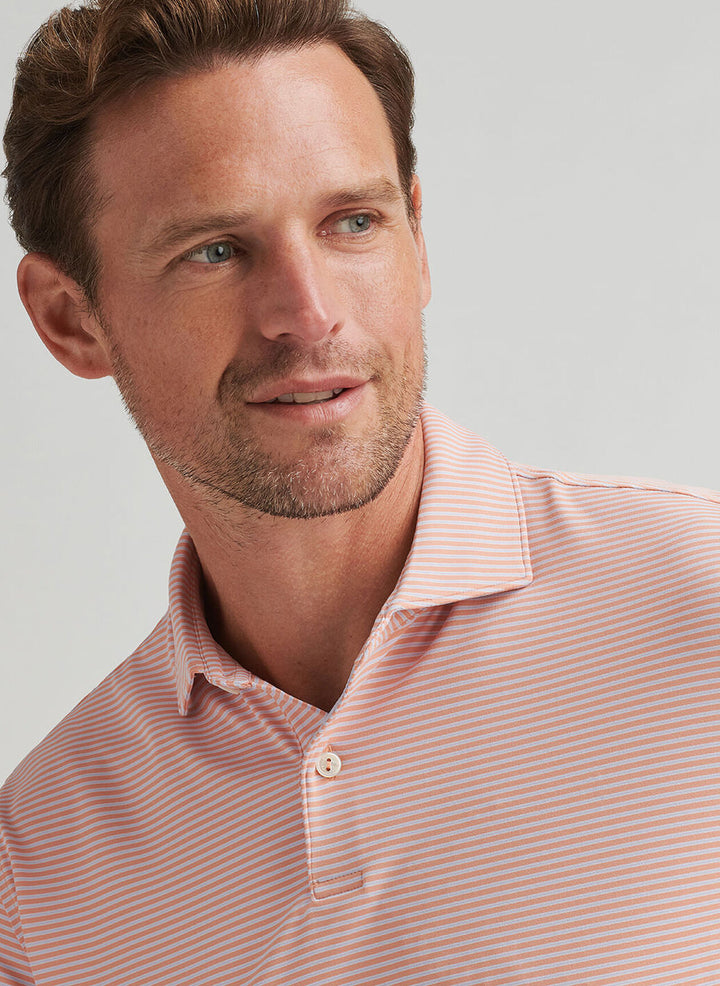 Peter Millar Mens Tailored Fit Ambrose Performance Jersey Polo - Paradise Orange