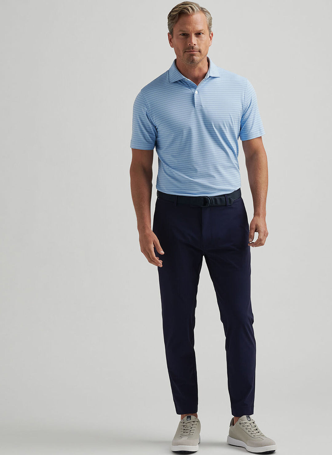 Peter Millar Mens Tailored Fit Bridge Performance Jersey Polo - Blue Frost