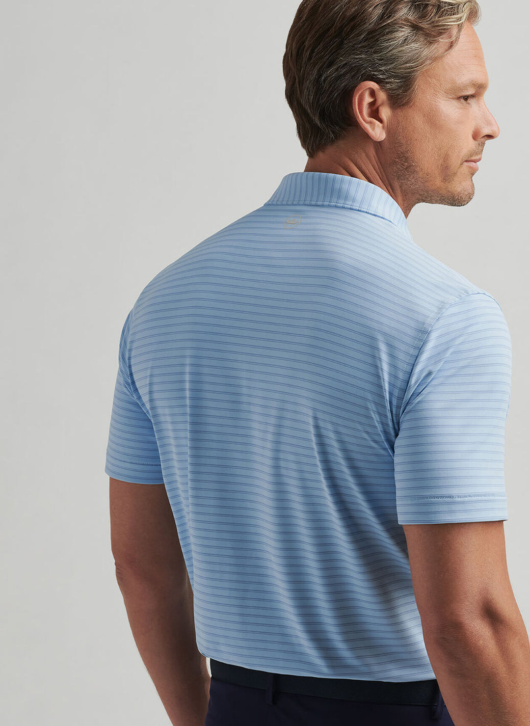 Peter Millar Mens Tailored Fit Bridge Performance Jersey Polo - Blue Frost