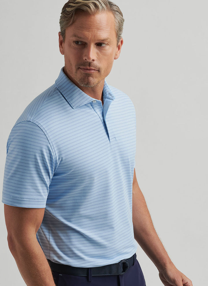Peter Millar Mens Tailored Fit Bridge Performance Jersey Polo - Blue Frost