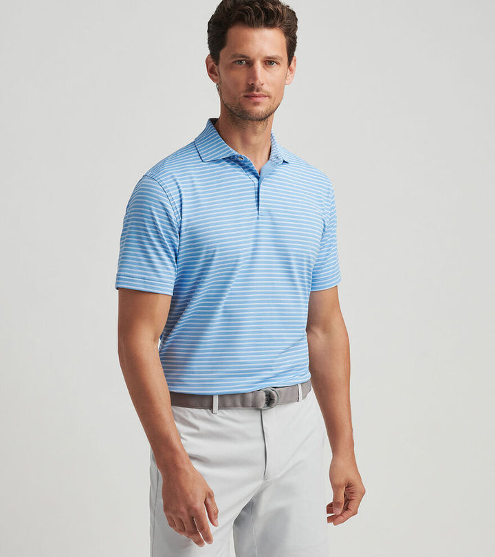 Peter Millar Mens Tailored Fit Bridge Performance Jersey Polo - Fountain Blue