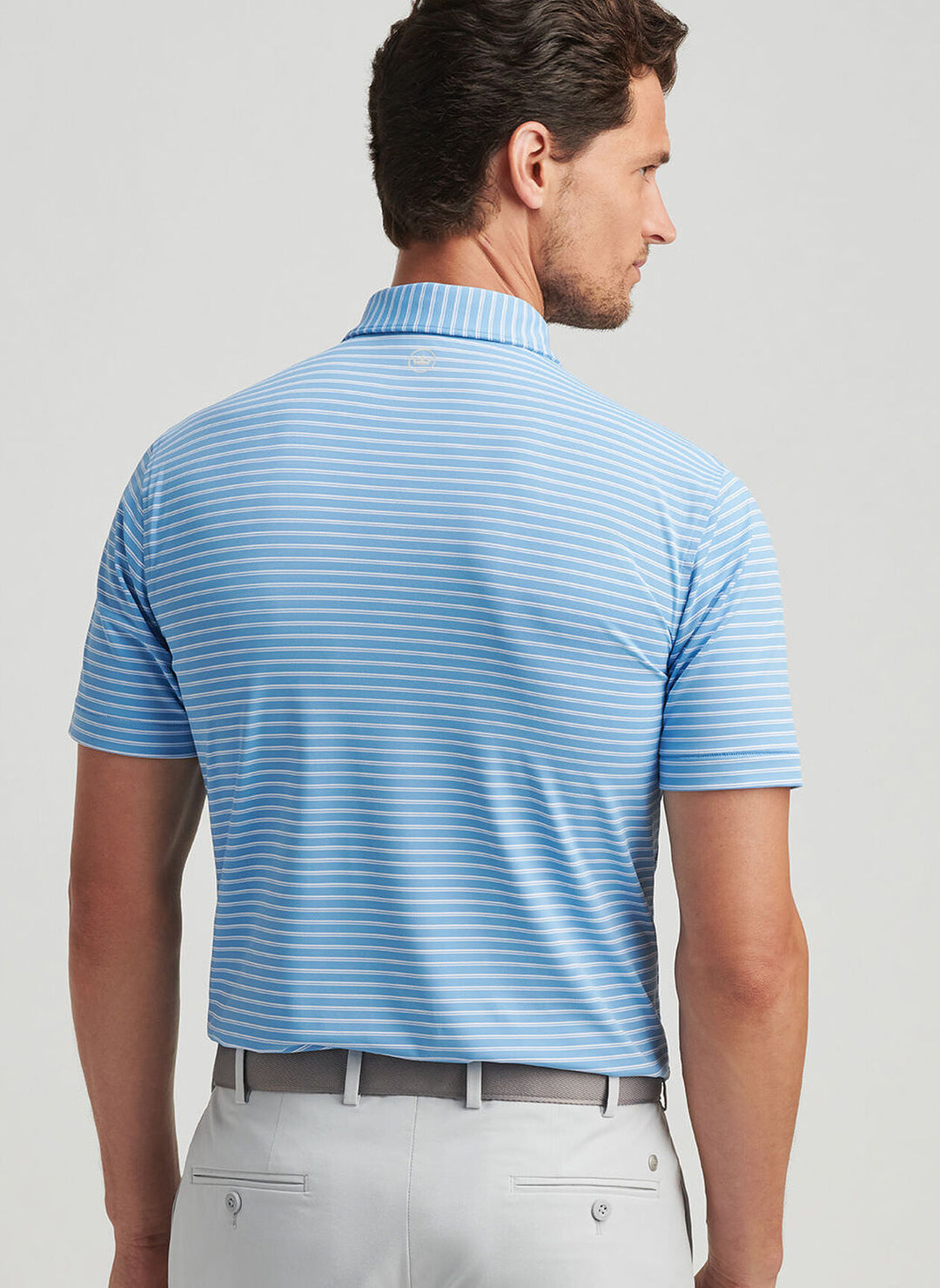 Peter Millar Mens Tailored Fit Bridge Performance Jersey Polo - Fountain Blue