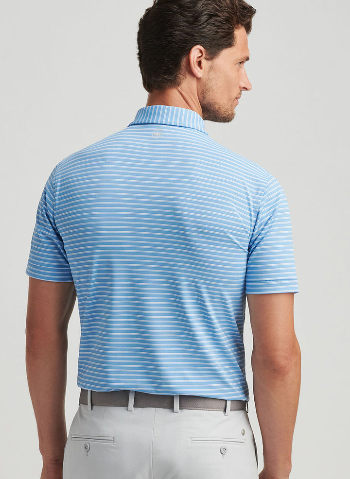 Peter Millar Mens Tailored Fit Bridge Performance Jersey Polo - Fountain Blue