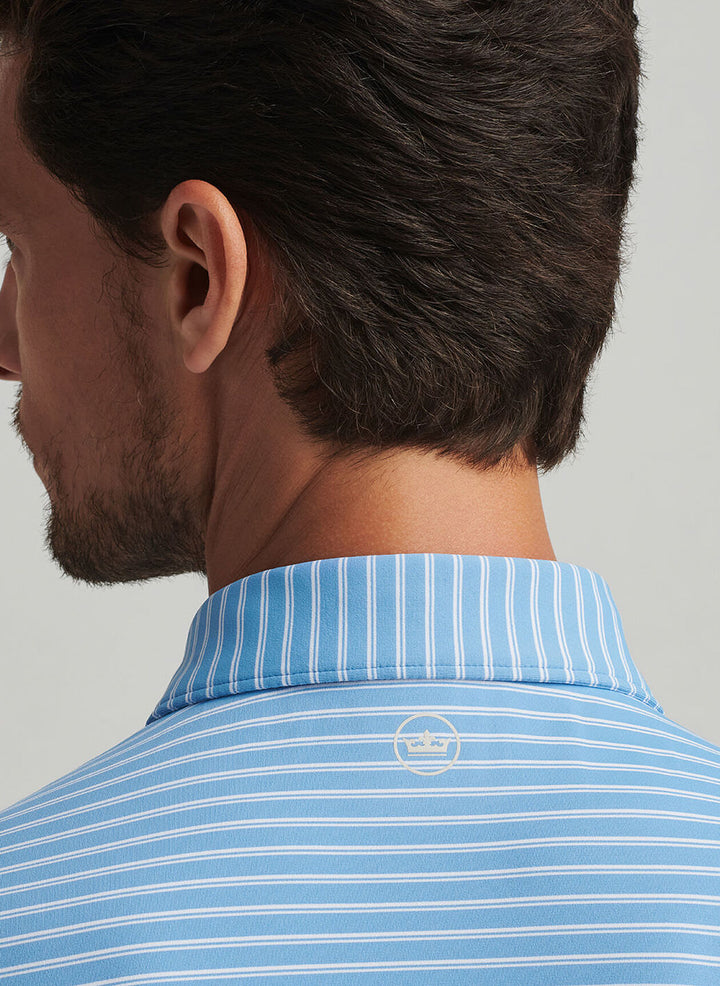 Peter Millar Mens Tailored Fit Bridge Performance Jersey Polo - Fountain Blue