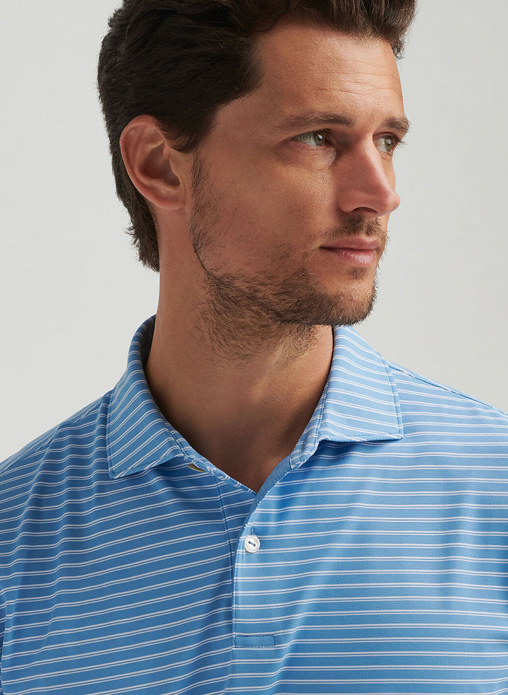Peter Millar Mens Tailored Fit Bridge Performance Jersey Polo - Fountain Blue