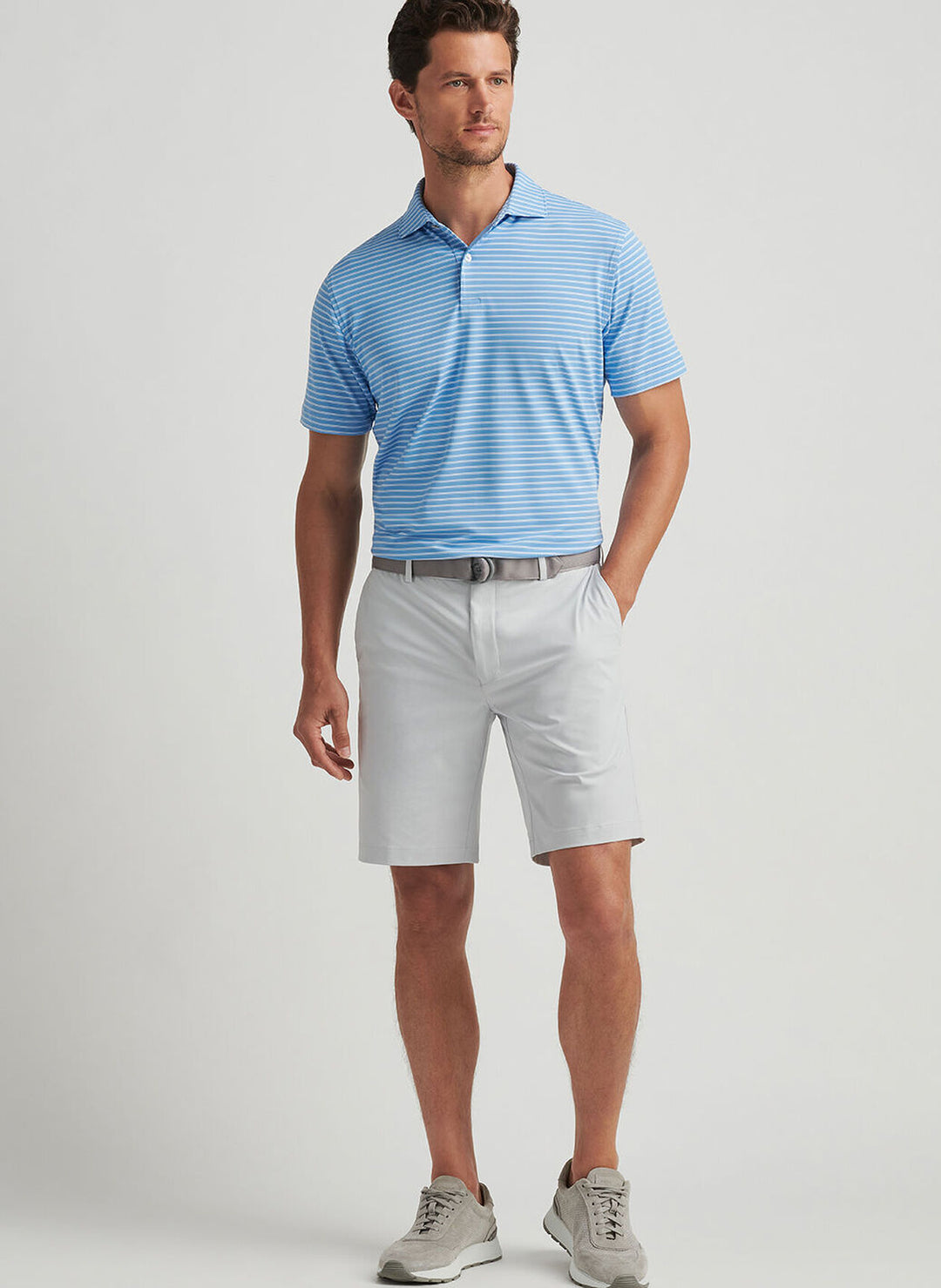 Peter Millar Mens Tailored Fit Bridge Performance Jersey Polo - Fountain Blue