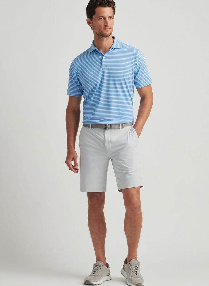 Peter Millar Mens Tailored Fit Bridge Performance Jersey Polo - Fountain Blue