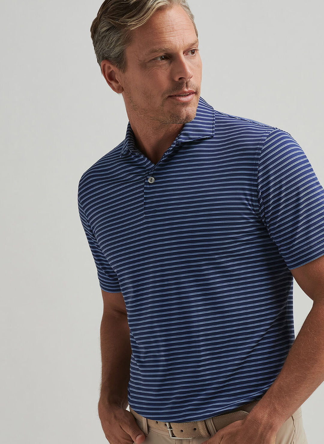 Peter Millar Mens Tailored Fit Bridge Performance Jersey Polo - Navy