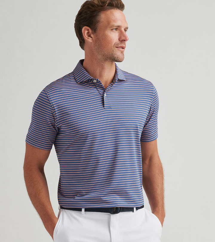 Peter Millar Mens Tailored Fit Bridge Performance Jersey Polo - OCEAN BLUE