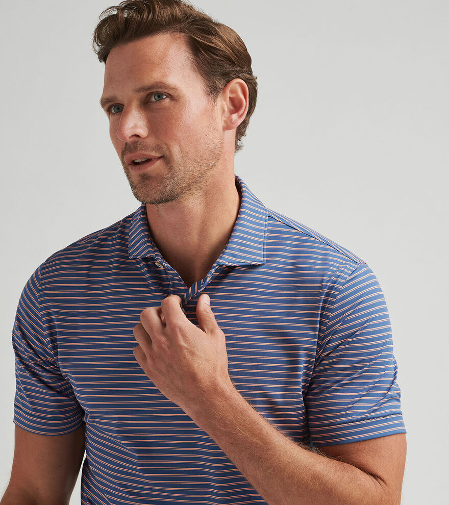 Peter Millar Mens Tailored Fit Bridge Performance Jersey Polo - OCEAN BLUE