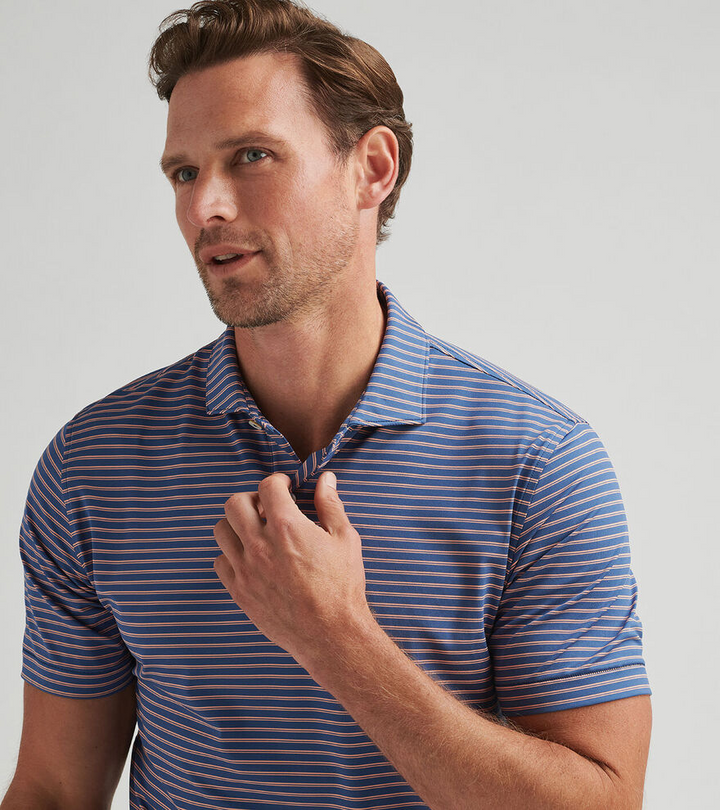 Peter Millar Mens Tailored Fit Bridge Performance Jersey Polo - OCEAN BLUE