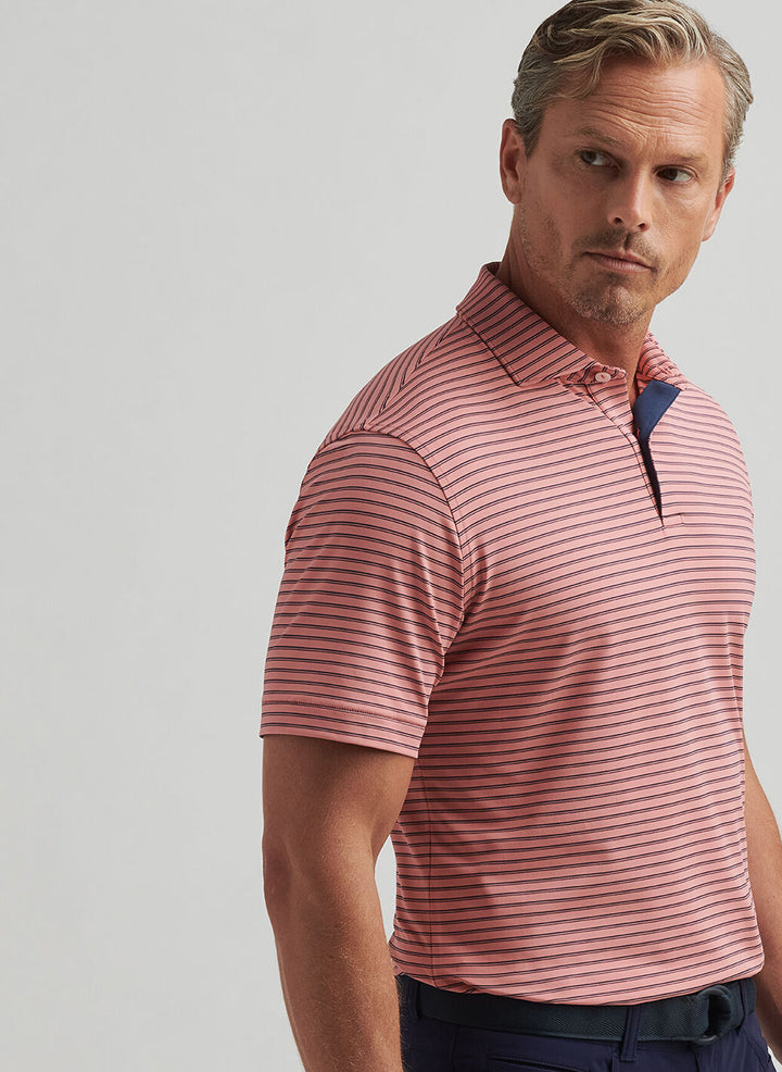 Peter Millar Mens Tailored Fit Bridge Performance Jersey Polo - Pink Crepe