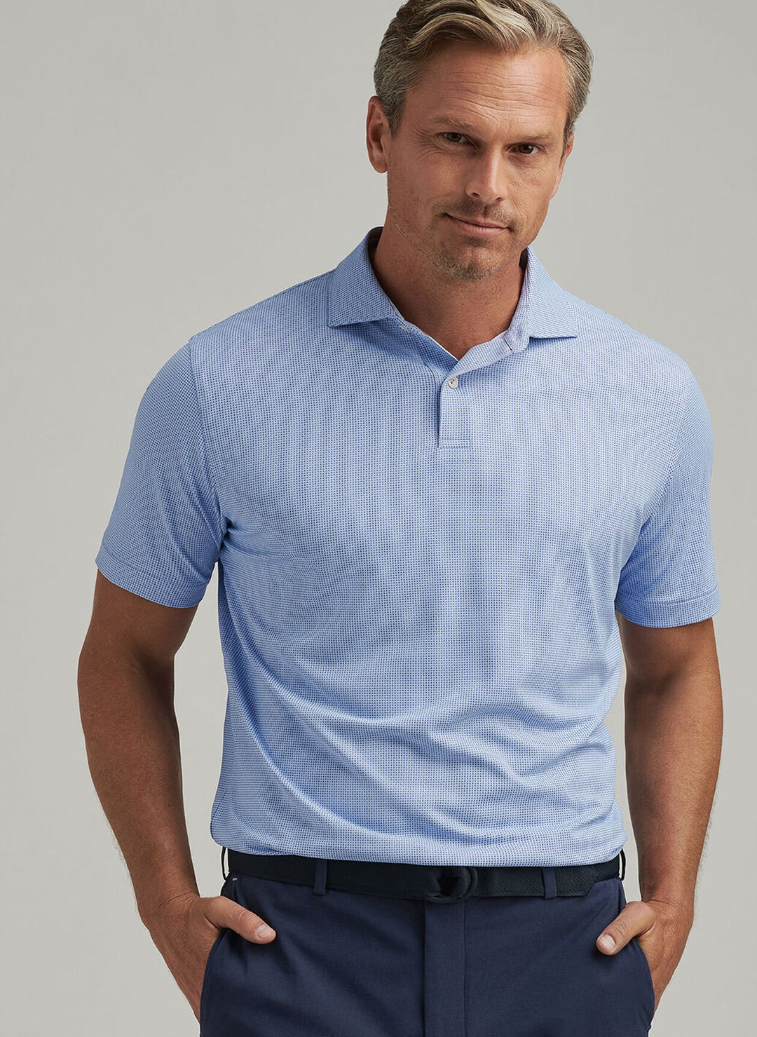 Peter Millar Mens Tailored Fit Grovewood Performance Jersey Polo - Lavender Moon