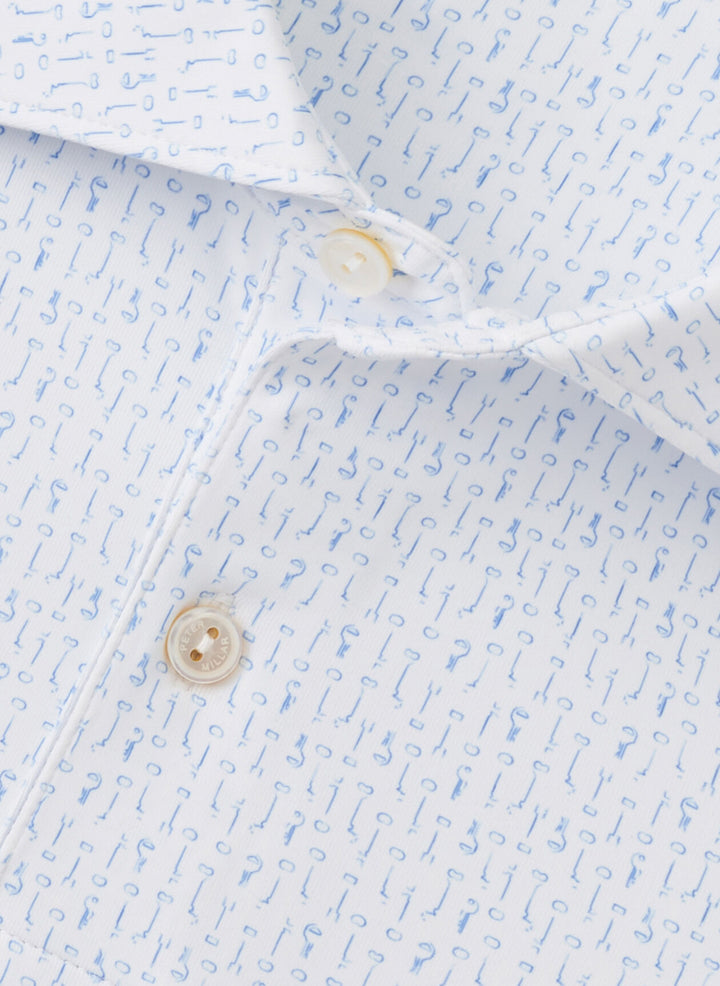 Peter Millar Mens Tailored Fit Keys Performance Jersey Polo - White