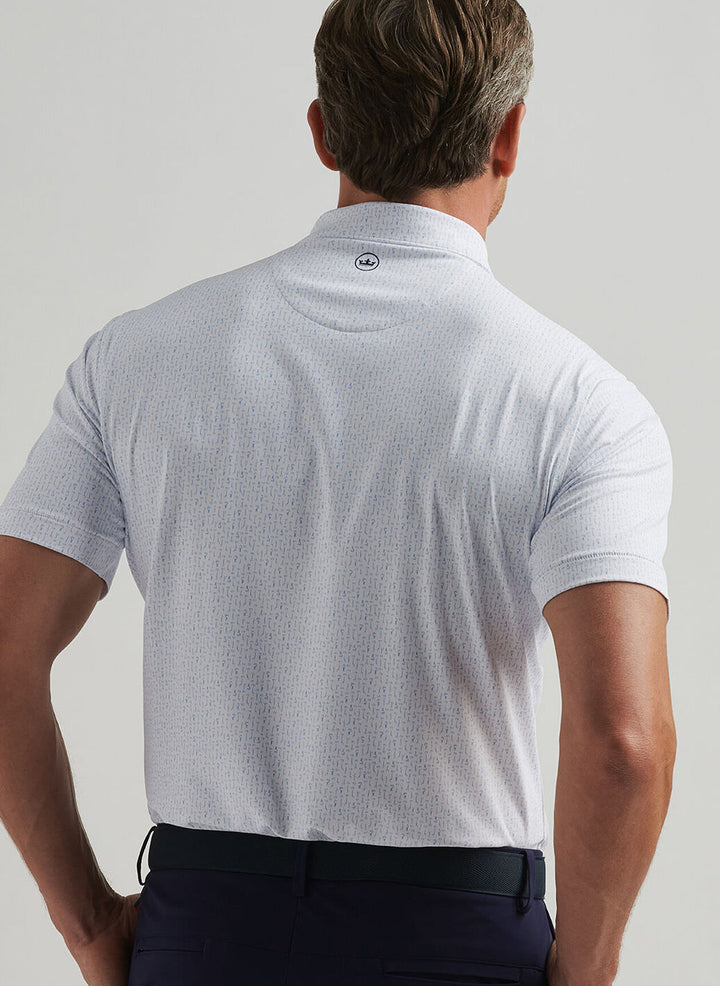 Peter Millar Mens Tailored Fit Keys Performance Jersey Polo - White