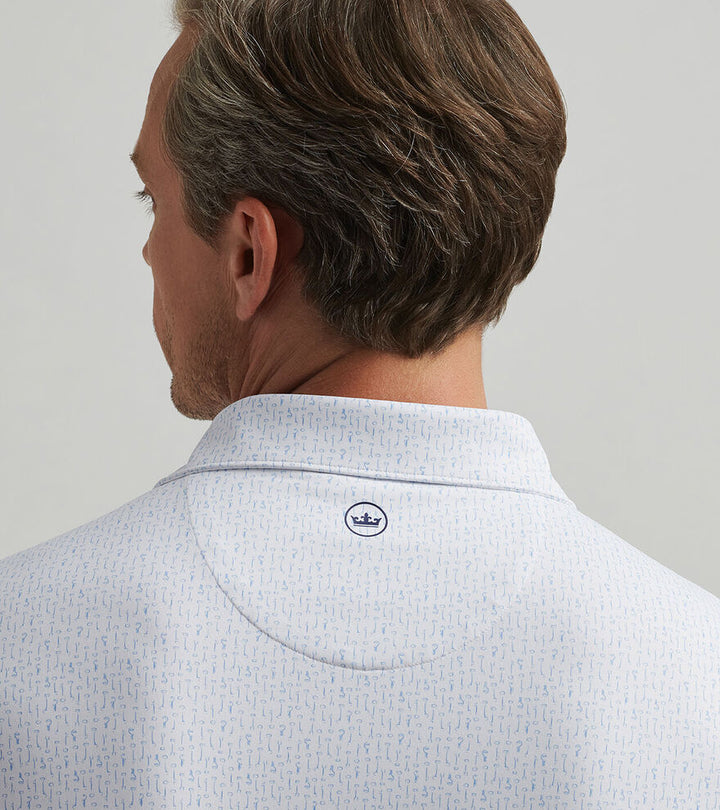 Peter Millar Mens Tailored Fit Keys Performance Jersey Polo - White