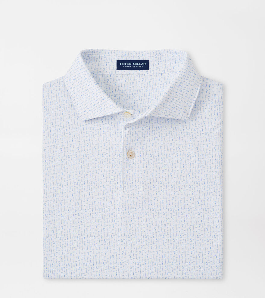 Peter Millar Mens Tailored Fit Keys Performance Jersey Polo - White