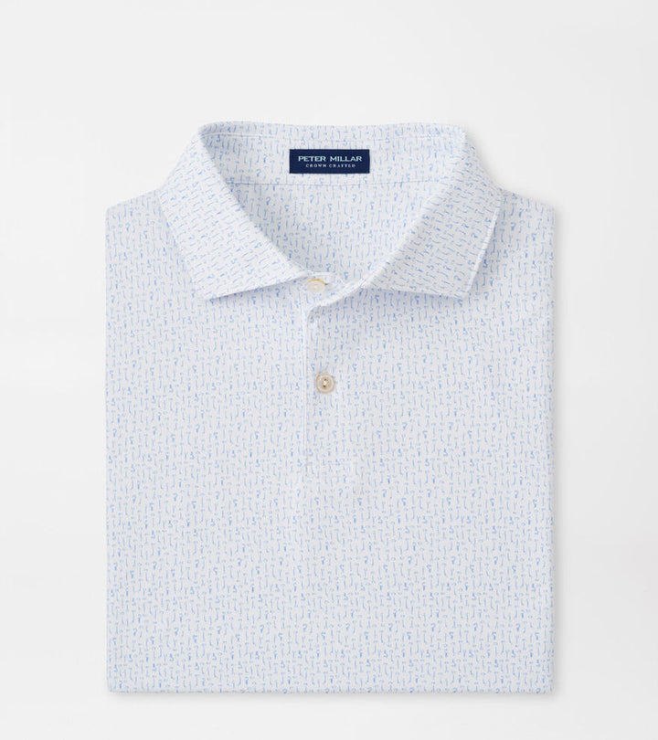 Peter Millar Mens Tailored Fit Keys Performance Jersey Polo - White