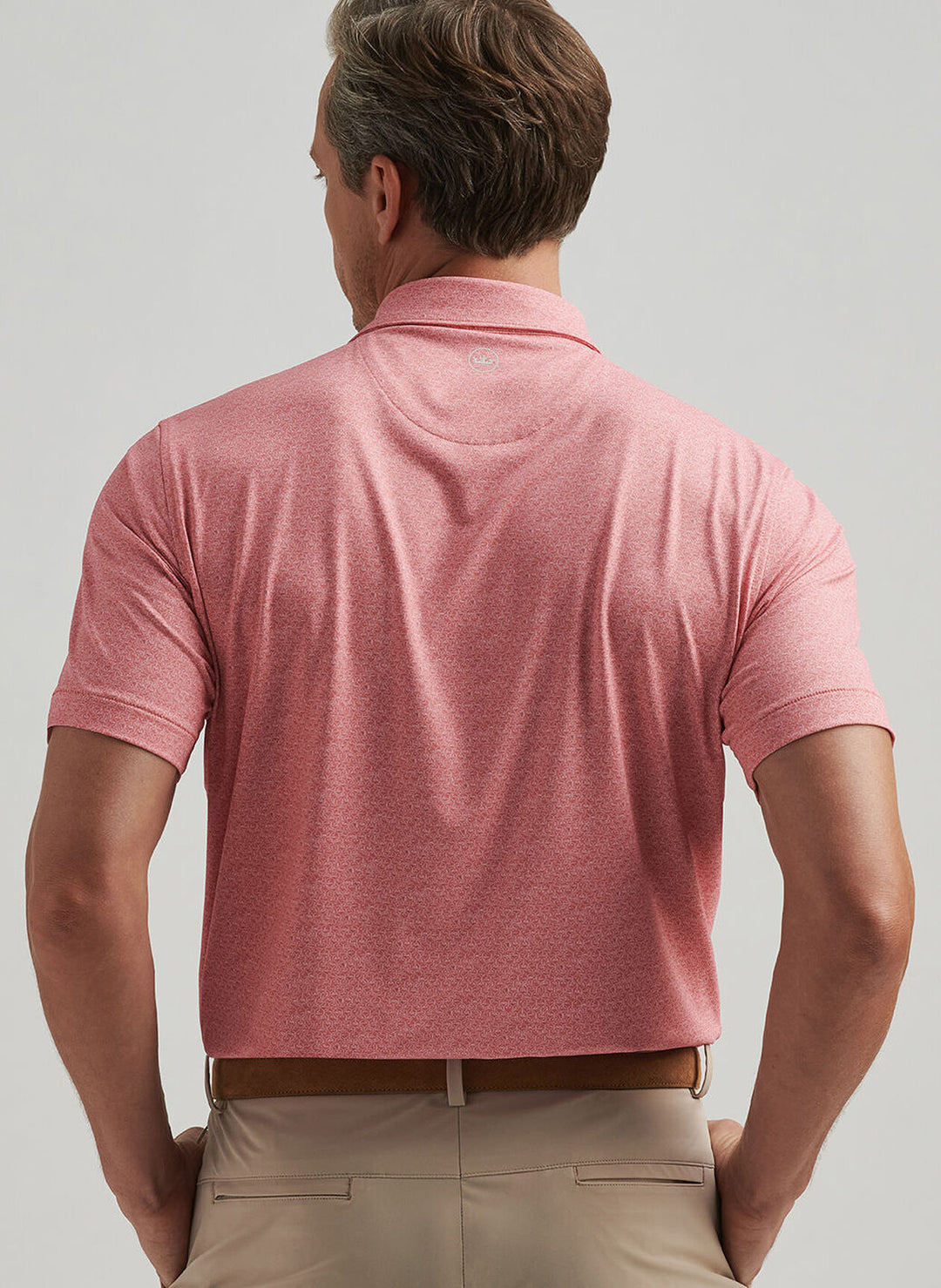Peter Millar Mens Tailored Fit Espresso Martinis Performance Jersey Polo - Pink Crepe