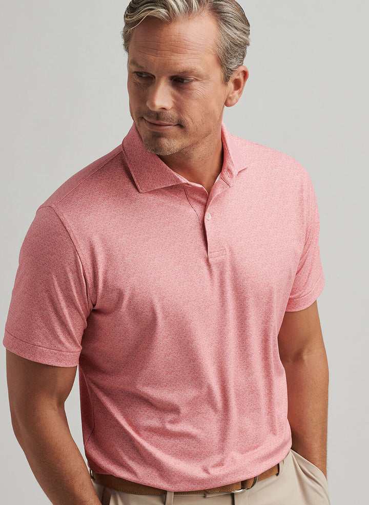 Peter Millar Mens Tailored Fit Espresso Martinis Performance Jersey Polo - Pink Crepe