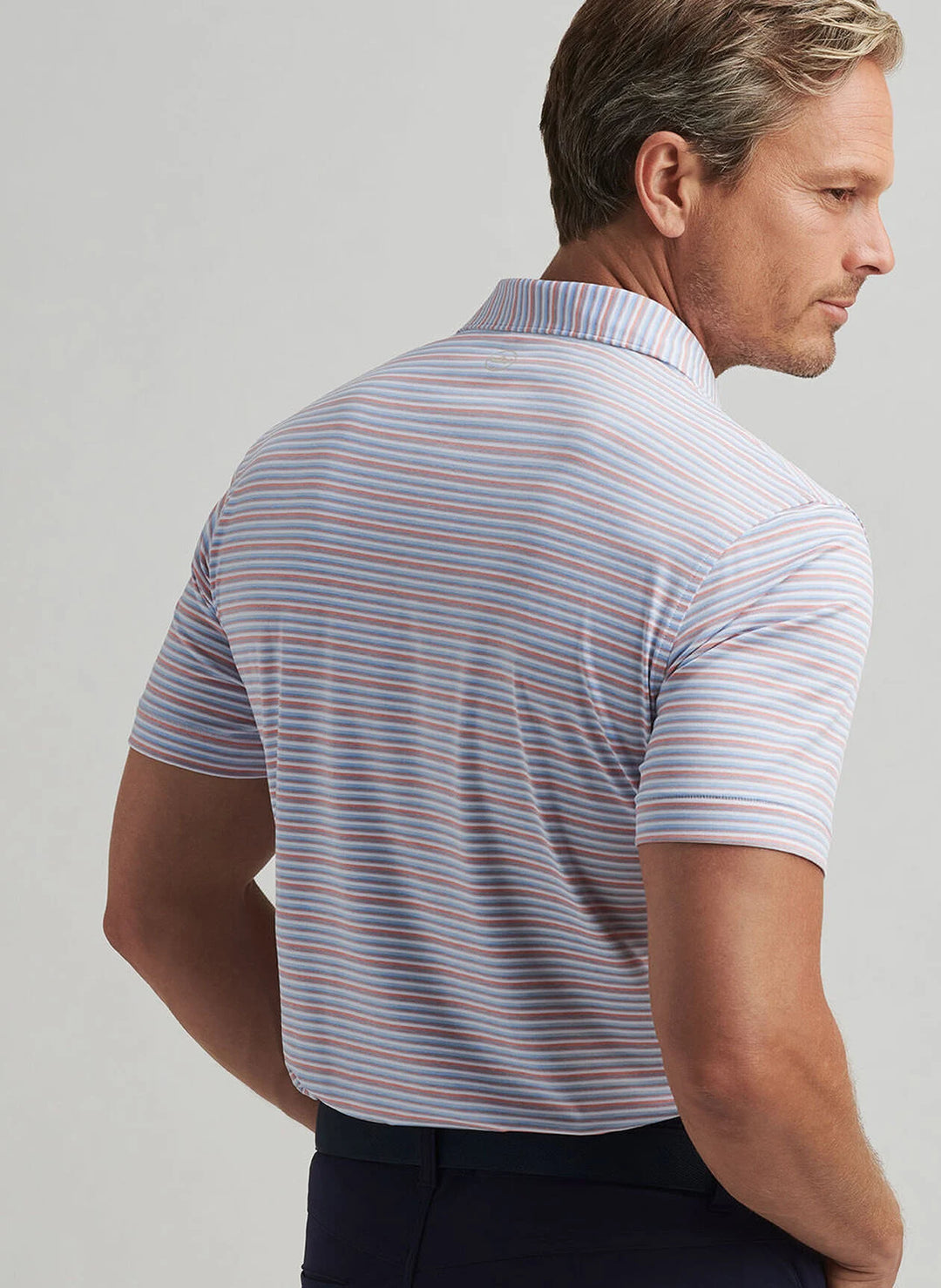Peter Millar Mens Tailored Fit Cadence Performance Jersey Polo - Blue Frost