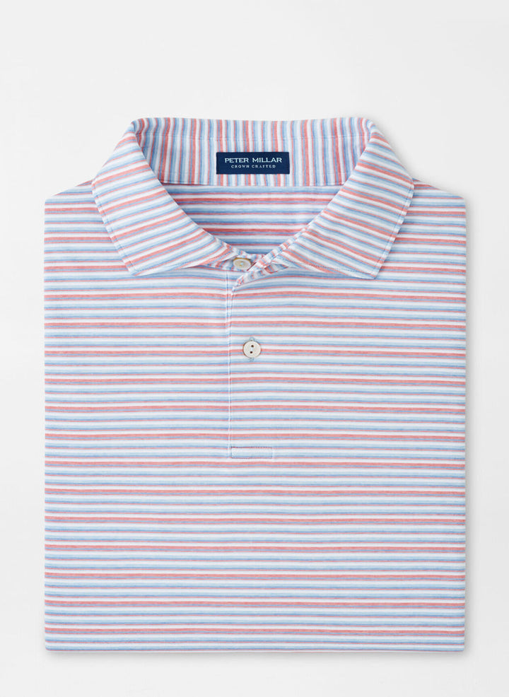 Peter Millar Mens Tailored Fit Cadence Performance Jersey Polo - Blue Frost