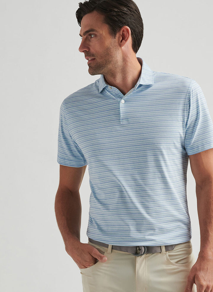 Peter Millar Mens Tailored Fit Cadence Performance Jersey Polo - Blue Spruce