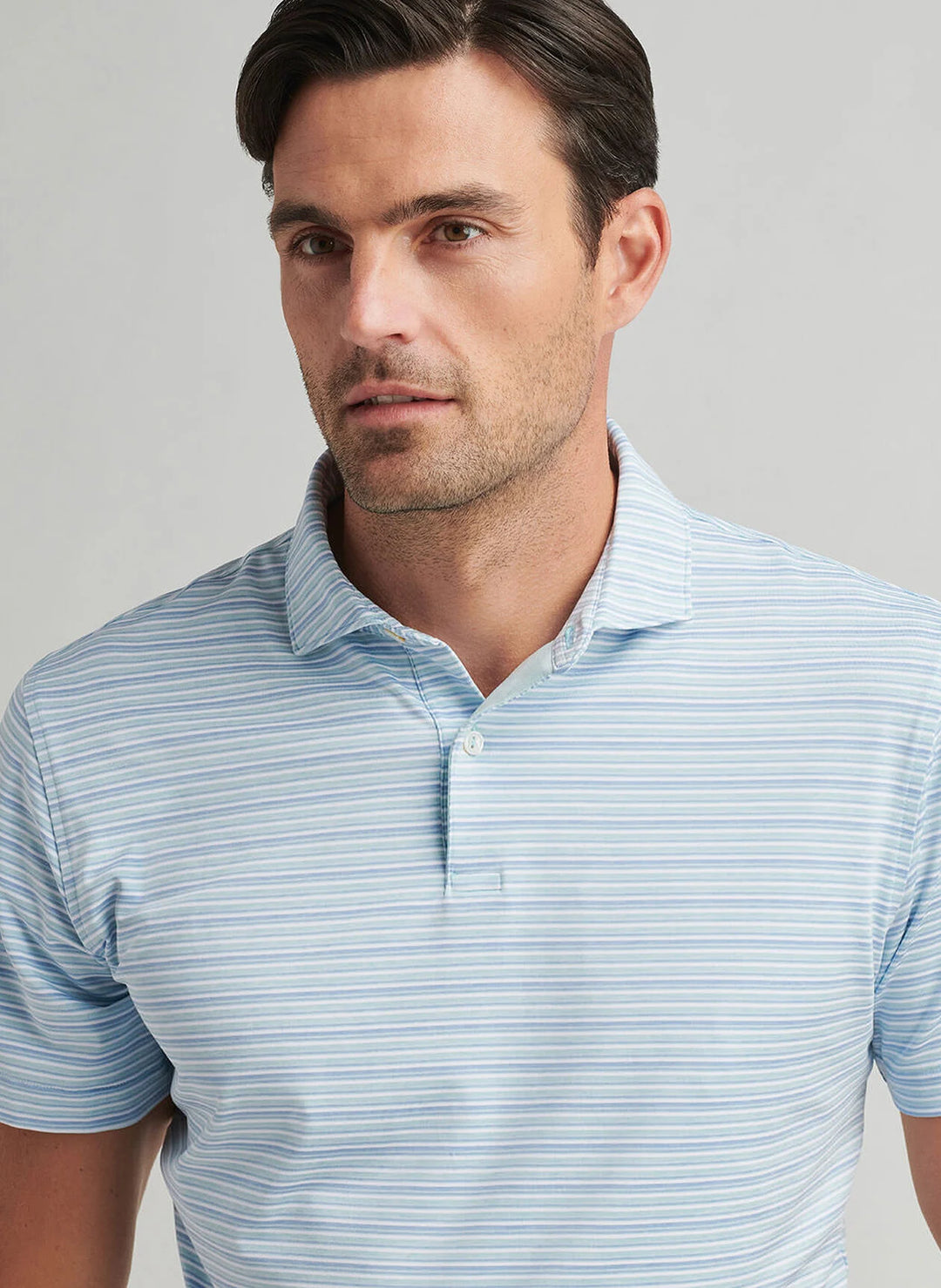 Peter Millar Mens Tailored Fit Cadence Performance Jersey Polo - Blue Spruce