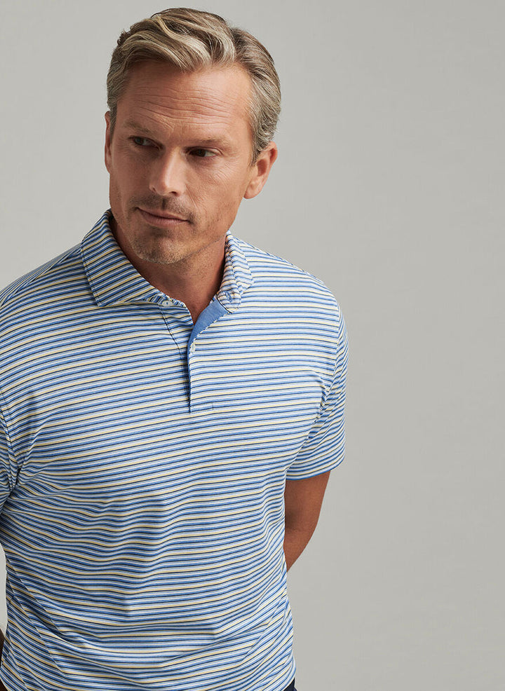 Peter Millar Mens Tailored Fit Cadence Performance Jersey Polo - Fountain Blue